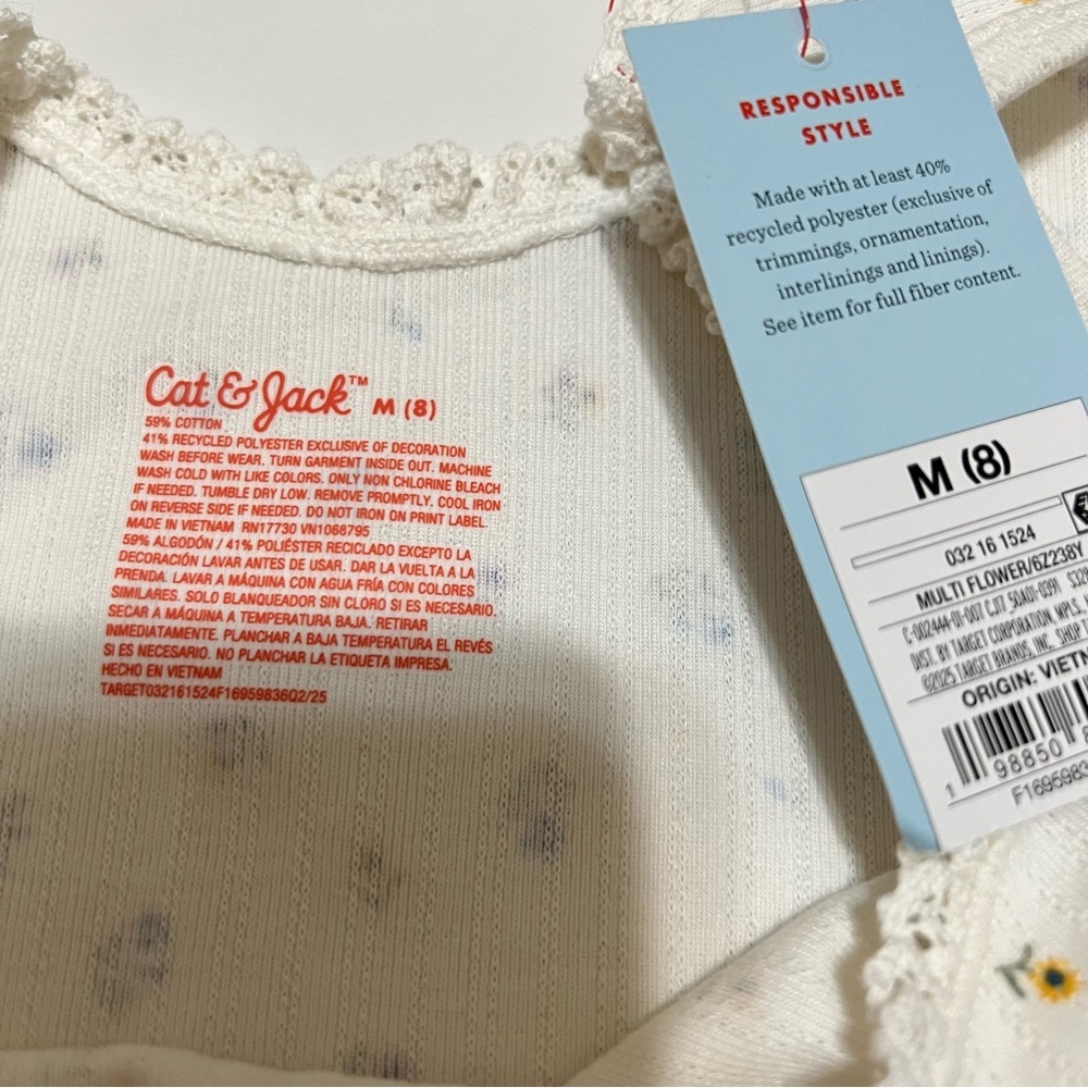 NWT Cat & Jack Girl's Floral Tank Top M(8) - Picture 4 of 4